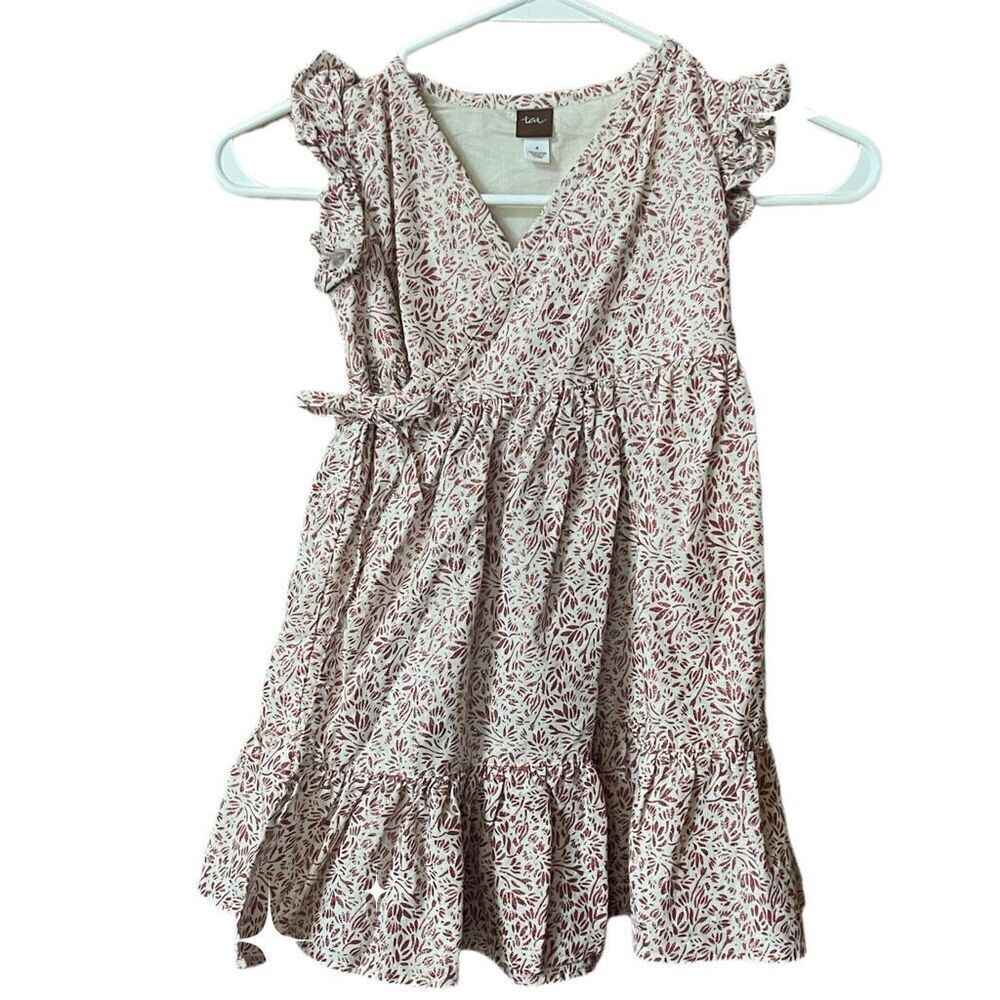 Tea collection girls size 4 wrap dress libel cotton blend.
